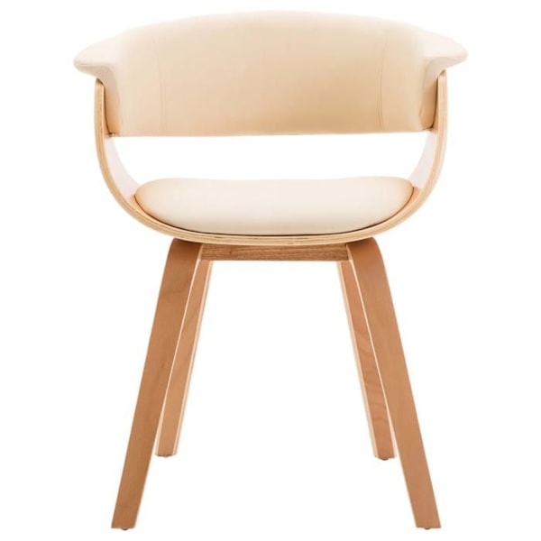 Matsalsstolar - Tidlös design - Set om 2 - Böjd trä - Kräm syntetisk - 2 platser Grädde