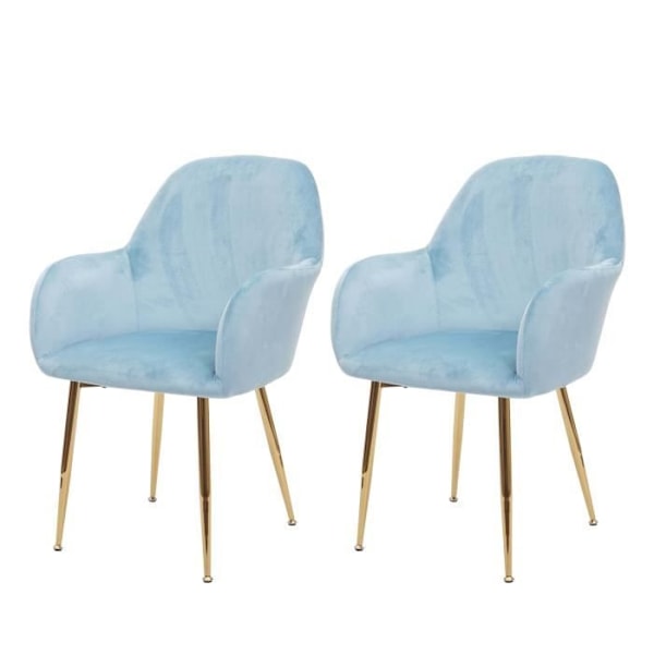 Set med 2 matsalsstolar i retro design, mintgrön sammet med guldiga ben