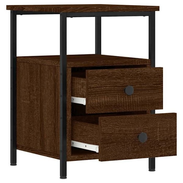 Sæt af 2 natborde med to skuffer og hylde 34 x 35,5 x 50 cm ingeniertræ brun og jern DEC035825 kastanj