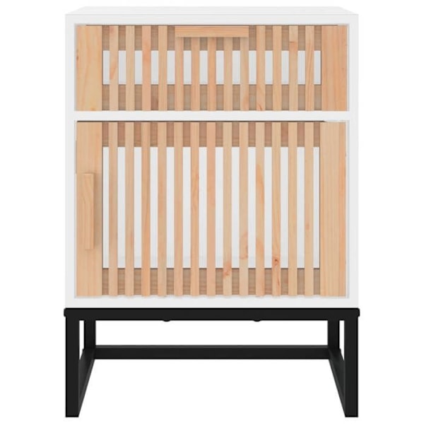 Sæt af 2 natborde med skuffe og rum med dør 40 x 30 x 55,5 cm ingeniørtræ og jern DEC035780 kastanj