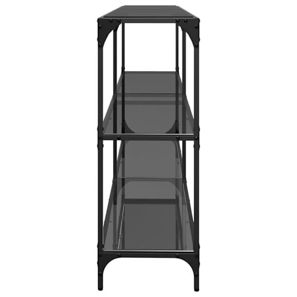 Konsolbord til entre møbel til stuen med hylder 194,5 x 30 x 81 cm stål og sort glas DEC031339 Svart