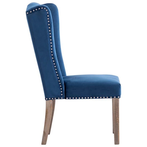Sæt med 4 spisestuestole, køkkenstole, klassisk design, blå velour CDS021310 Blå