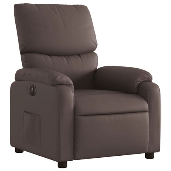 Fauteuil relax TV med elektrisk tipping funktion meget komfortabel i brun PVC DEC028430 kastanj