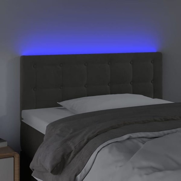 Hovedgavl til seng, soveværelse, LED-møbel 90 x 5 x 78/88 cm, mørkegrå fløjl TDL0200991 Grå