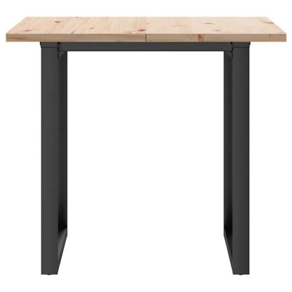 Teollisen muotoilun ruokapöytä 90 x 90 x 75,5cm massiivipuista mäntyä ja terästä DEC036799 kastanj