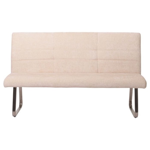 Bænk til spisebord i creme chenille stof 180 cm og børstet rustfrit stål 04_0005819 Grädde