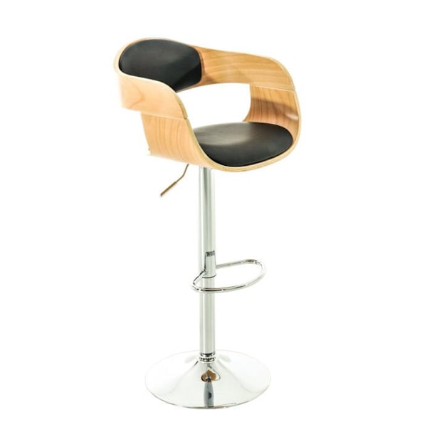 Komfortabel moderne design barstol i sort træ og syntetisk materiale