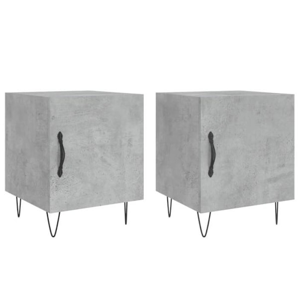 Sæt med 2 natborde med skab med dør 40 x 40 x 50 cm grå ingeniørtræ DEC035394 kastanj