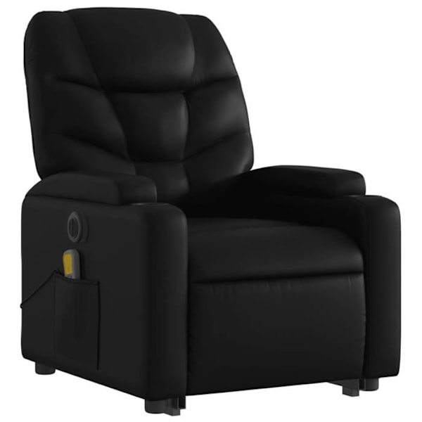 Massagefåtölj med lutningsfunktion och elektrisk lyftfunktion, svart PVC DEC027799 Svart