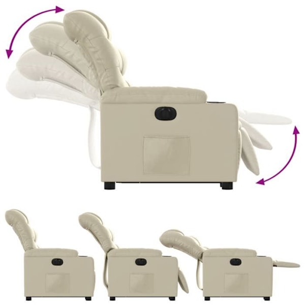Lounge stol TV med elektrisk lyftfunktion mycket bekväm i crème PVC DEC028258 Grädde