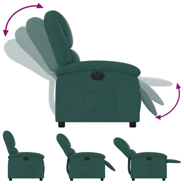 Fauteuil relax TV med elektrisk tilbagelægningsfunktion meget komfortabel i mørkegrønt stof DEC028603 Guld