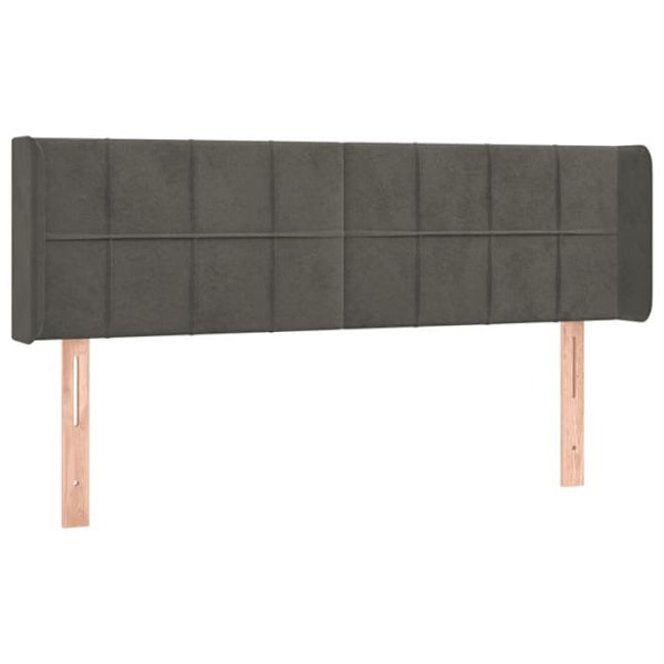Sengegavl tilbehør soveværelse møbel med sidekant 147 x 16 x 78/88 mørkegrå velour