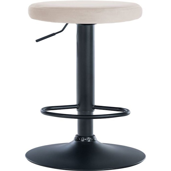 Barstol x1 enkel design justerbar höjd klädsel i krämfärgad sammet svarta metallben 10_0005351 Grädde