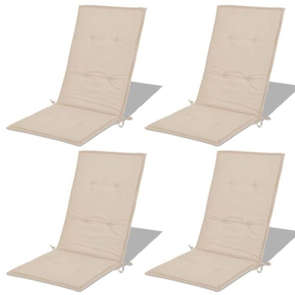 Sæt med 4 havestol puder i crème stof 120 x 50 x 3