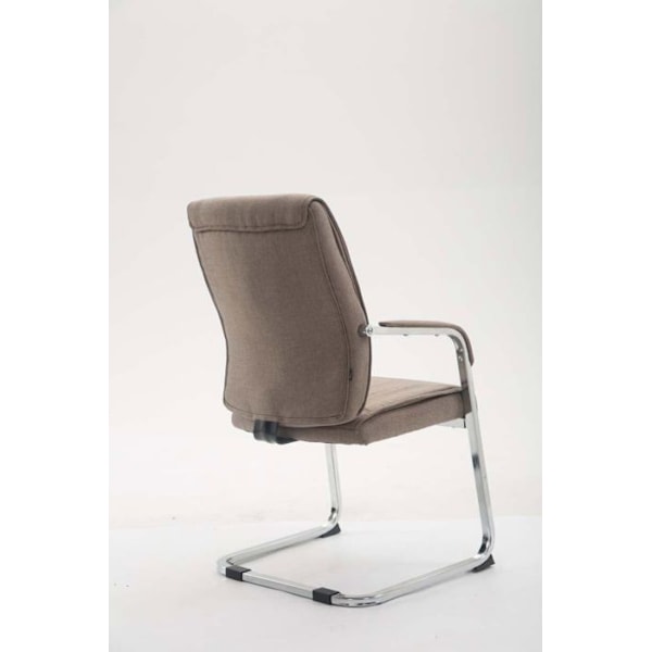 Besöksstol utan hjul, bekväm och designad i taupe tyg.