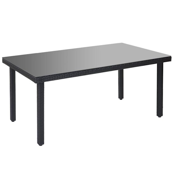 Trädgårdsbord i polyrotin med rökt glas 160x90 cm antracit, för 4 till 6 personer 04_0001762 Flerfärgad
