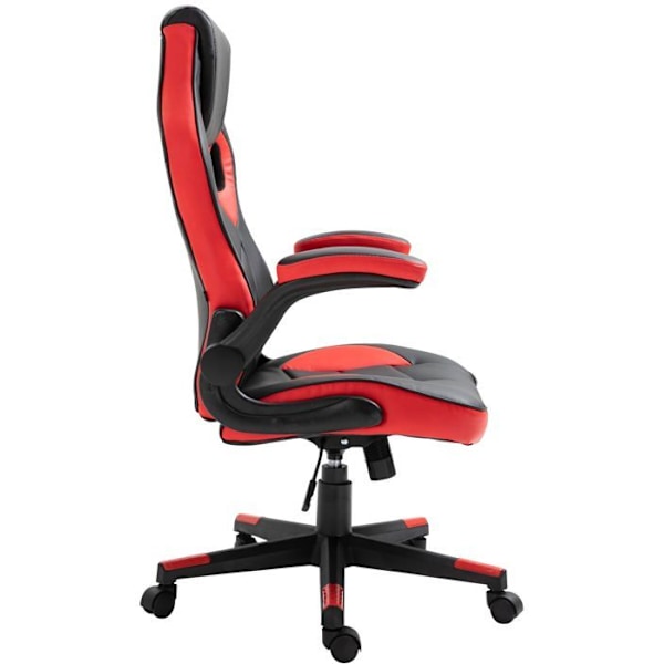 Kontor stol gamer ergonomisk justerbar drejelig rød/sort