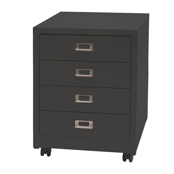Caisson à tiroirs de bureau 55x40x41 cm 4 tiroirs en acier gris foncé 04_0008267 Grå