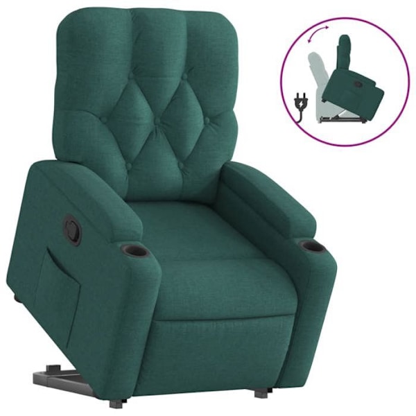 Fauteuil relax TV med behagelig polstring, elektrisk løftefunktion i mørkegrøn stof DEC028213 Guld