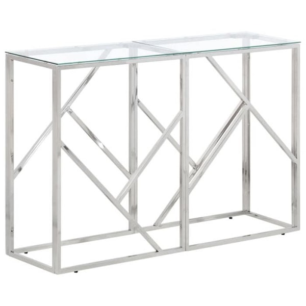Konsolbord entrémøbel stue i rustfrit stål sølv og hærdet glas DEC031612 Silver
