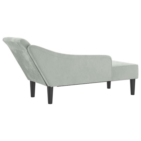 Meridienne chaise longue soffa för inomhus med kuddar i ljusgrå sammet DEC026076 Grå