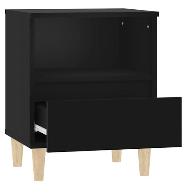 Natteskab med skuffe og åben sektion 40 x 35 x 50 cm sort ingeniørtræ DEC034432 kastanj