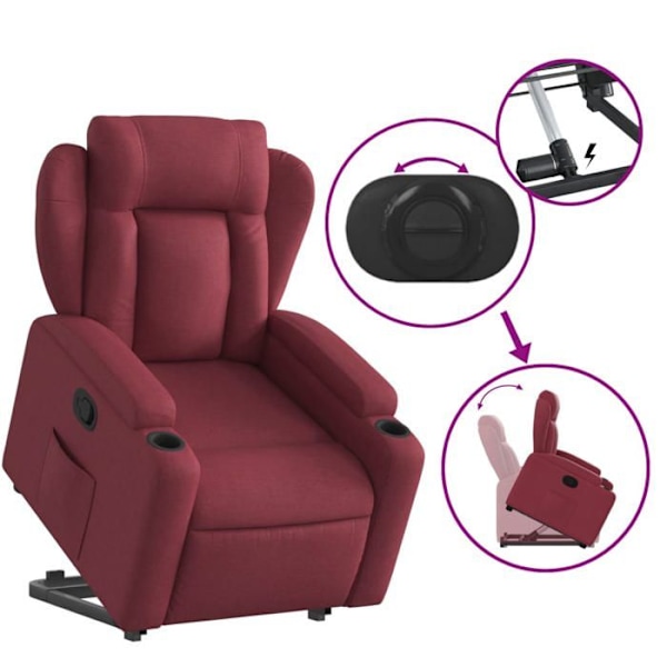 Fauteuil relax TV med komfortabel polstring, elektrisk løftefunktion i bordeaux stof DEC028144 Bordeaux