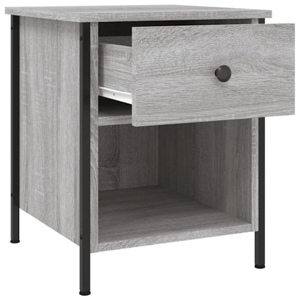 Sæt af 2 natborde med skuffe 40 x 42 x 50cm grå ingeniørtræ og jern DEC035730 kastanj