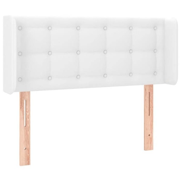 Hovedgærde til seng, soveværelse, møbel med sidelæg, polstret, 103 x 16 x 78/88 syntetisk hvid