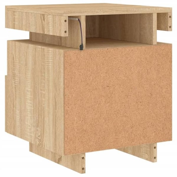 Natbord med skuffe og LED 40 x 39 x 48,5 cm i ingeniørtræ farve egetræ DEC032831 kastanj
