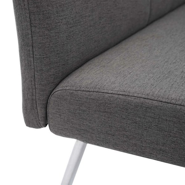 Sats i 2 matstolar + bänk 180 cm i gråbrun tyg med rostfritt stål 04_0007489 Grå