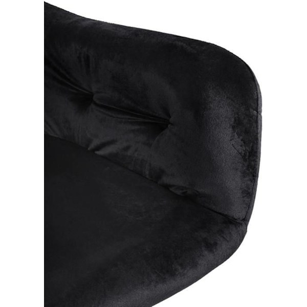 Spisebordsstol med dekorative sømme i sort velour og sorte metalben 10_0002122 Metall