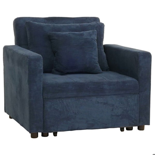 Fåtöljsäng extrasäng avslappning justerbart ryggstöd sovyta 197x100 cm sammet blå 04_0006251 Blå