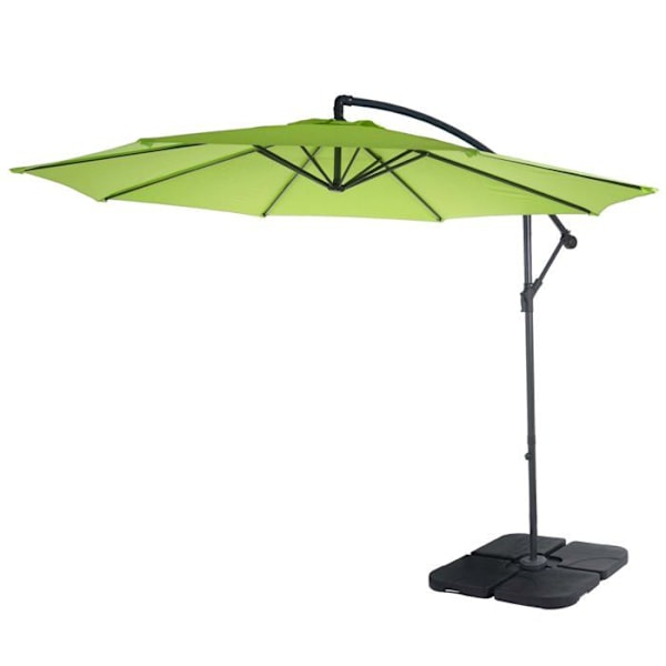 Parasolfodbold solbeskyttelse Ø 3m vinklet polyester/stål 11kg limegrøn uden støtte 04_0000950 Guld