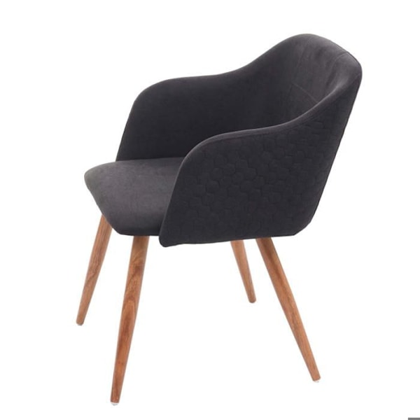 Retro design matstol med armstöd i kolgrå tyg