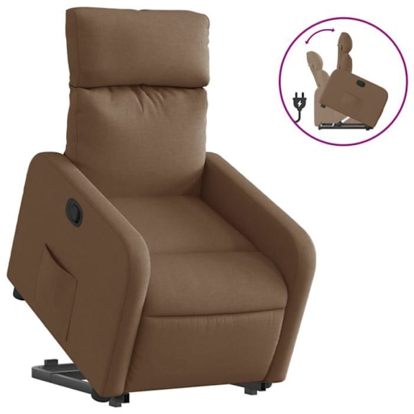 Fauteuil relax TV med komfortabel polstring og elektrisk løftefunktion i brunt stof DEC028052 kastanj