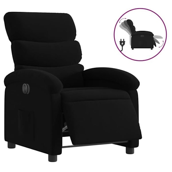 Fauteuil relax TV med elektrisk tilt-funktion, meget komfortabel i sort stof DEC028508 Svart