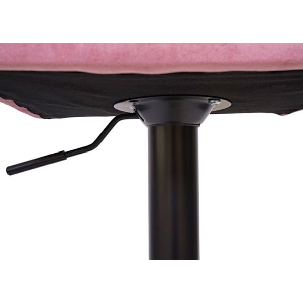 Sæt med 2 høje barstole med justerbar højde, rosa velourstof, sort metalben Rosa