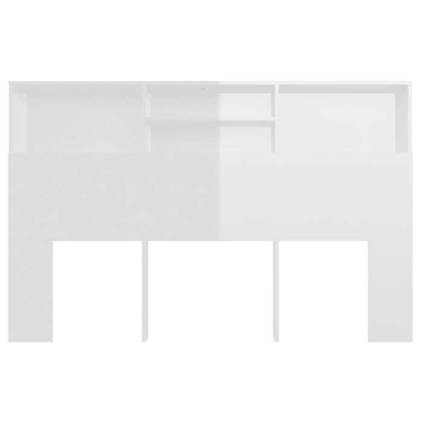 Sengegavl med opbevaring, sengebord, hylde 160 x 19 x 103,5 MDF hvid højglans