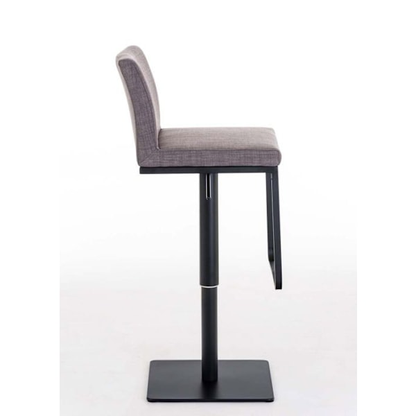 Barstool x1 med fotstöd, fyrkantig basplatta i svart metall, sits i grått tyg 10_0005306 Grå