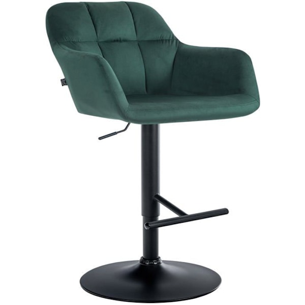 Barstol høj x1 360° roterende funktion i grøn velour med dekorative sømme, sort metal ben 10_0005270 Metall