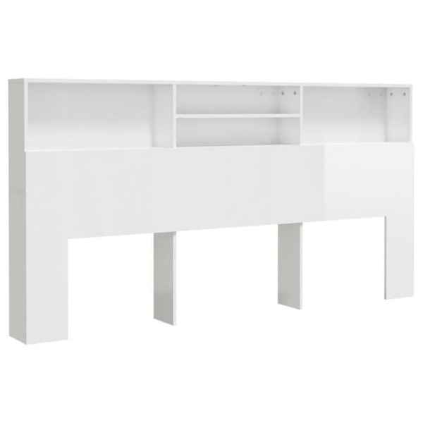 Sänggavel med förvaring, sängaccessoar, nattduksbord, hylla 200 x 19 x 103,5 MDF vit glänsande