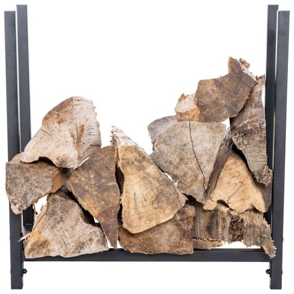 Lille brændeopbevaring hylde støtte til pejs i mat sort metal 62x60 cm 10_0003534 kastanj