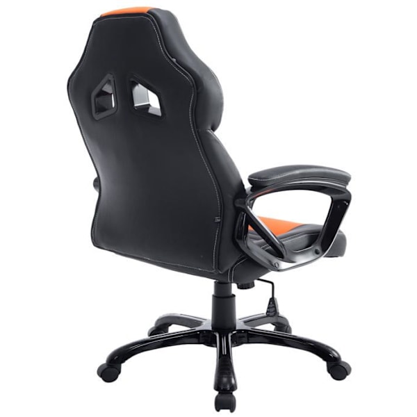 Gaming kontorstol med hjul, vippefunktion i sort/orange PVC og plastik 10_0002599 Svart