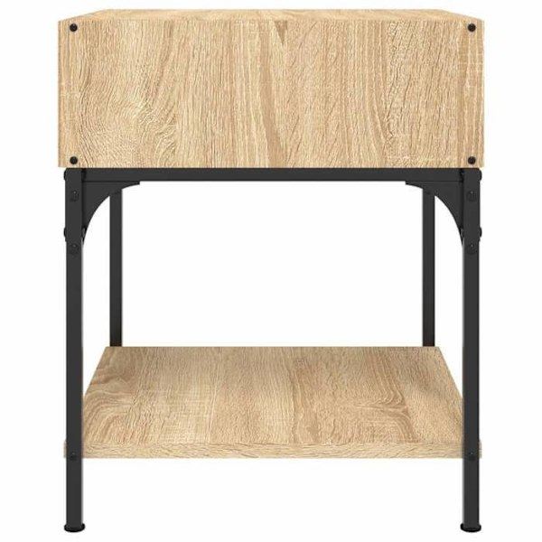 Sæt med 2 sengeborde med åben rum 40 x 41 x 50 cm ingeniørtræ farve eg DEC035281 kastanj