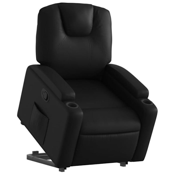 Fauteuil relax TV med komfortabel polstring og elektrisk løftefunktion i sort PVC DEC028077 Svart
