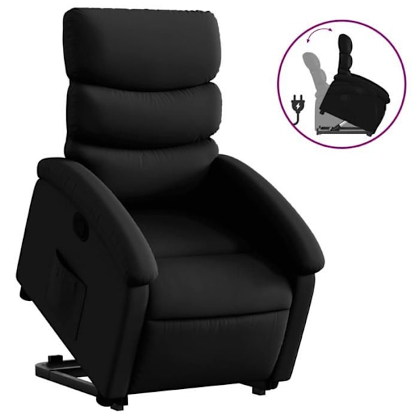 Fauteuil relax TV med komfortabel polstring og elektrisk løftefunktion i sort PVC DEC028082 Svart