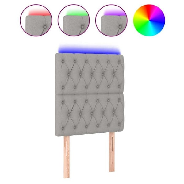 Hovedgærde til soveværelse sengemøbel med LED 80 x 7 x 118/128 lys grå stof