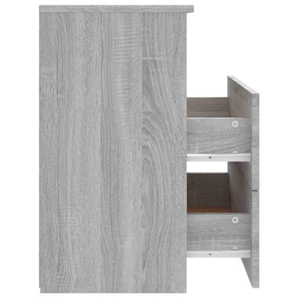 Nattduksbord med två lådor och öppen fack 50 x 32 x 60 cm ingenjörsträ grå DEC034677 kastanj