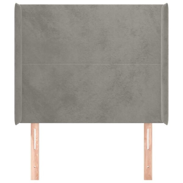 Hovedgavl til seng, soveværelse, møbel med sidekant 93 x 16 x 118/128 cm lys grå fløjl TDL020 Grå